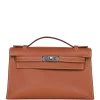 Hermès Kelly Pochette Gold Swift Palladium Hardware