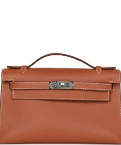 Hermès Kelly Pochette Gold Swift Palladium Hardware