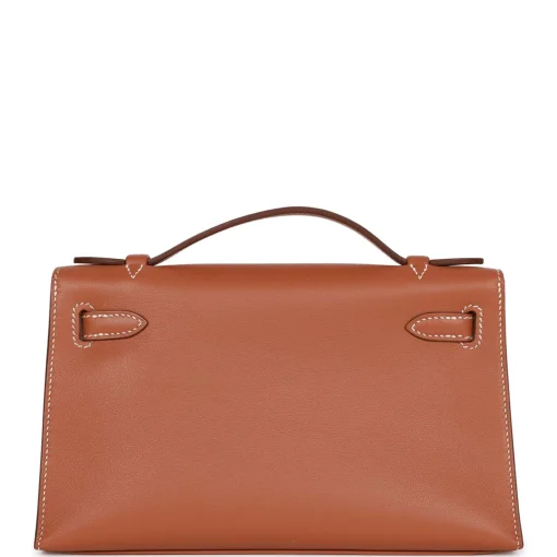 Hermès Kelly Pochette Gold Swift Palladium Hardware - Image 2