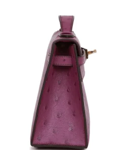 Alternative view of Hermès Kelly Pochette Anemone Ostrich Permabrass