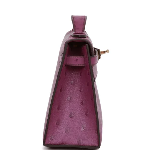 Hermès Kelly Pochette Anemone Ostrich Permabrass - Image 2