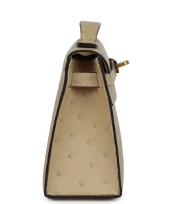 Alternative view of Hermès Kelly Pochette Trench Ostrich Gold Hardware