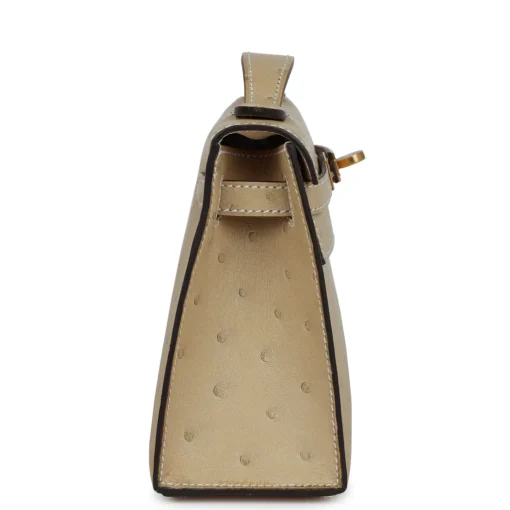Hermès Kelly Pochette Trench Ostrich Gold Hardware - Image 2