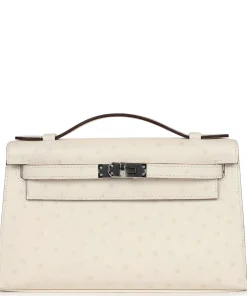 Hermès Kelly Pochette Nata Ostrich Palladium