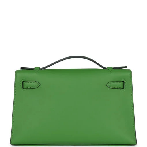 Hermès Kelly Pochette Vert Yucca Swift Gold Hardware - Image 2