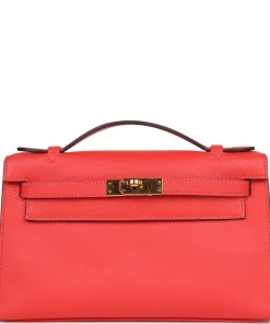 Hermès Kelly Pochette Rose Jaipur Epsom Gold