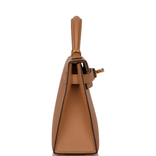 Hermes Kelly 20cm Bag In Chai Clemence Leather GHW - Image 2