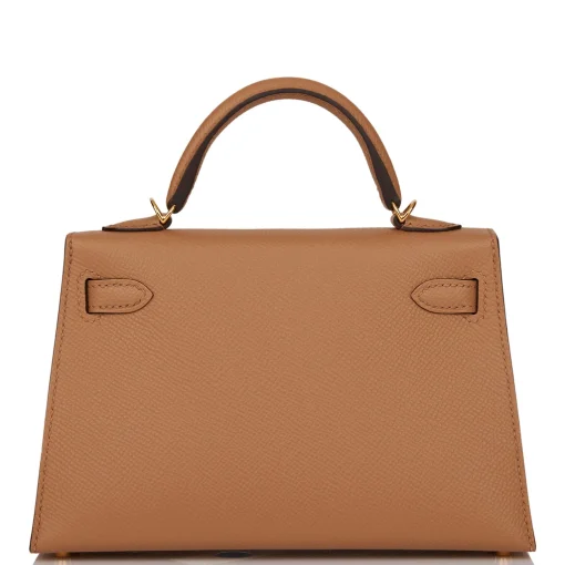 Hermes Kelly 20cm Bag In Chai Clemence Leather GHW - Image 3