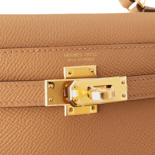Hermes Kelly 20cm Bag In Chai Clemence Leather GHW - Image 4