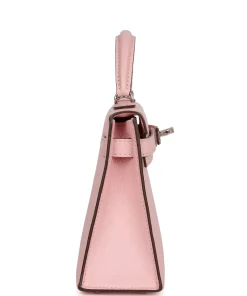 Alternative view of Hermes Kelly 20cm Bag In Pink Clemence Leather GHW