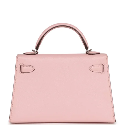 Hermes Kelly 20cm Bag In Pink Clemence Leather GHW - Image 3