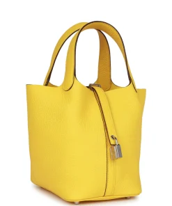 Alternative view of Hermès Picotin Lock 18 Jaune de Naples Clemence Palladium Hardware