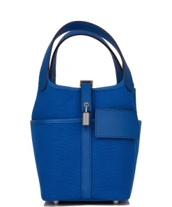 Hermès Picotin Cargo 18 Bleu France Swift and Toile Canvas Palladium Hardware