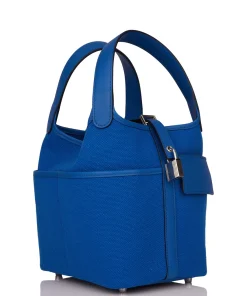 Alternative view of Hermès Picotin Cargo 18 Bleu France Swift and Toile Canvas Palladium Hardware