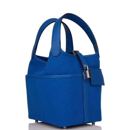 Hermès Picotin Cargo 18 Bleu France Swift and Toile Canvas Palladium Hardware - Image 2