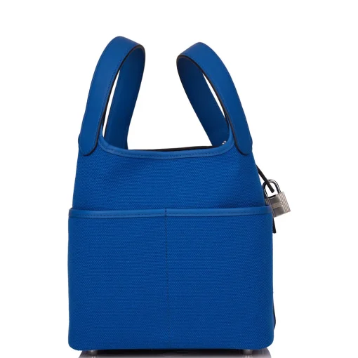 Hermès Picotin Cargo 18 Bleu France Swift and Toile Canvas Palladium Hardware - Image 3