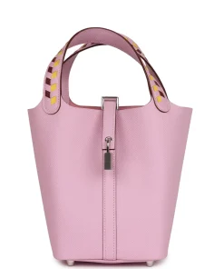 Hermès Picotin 18 Tressage De Cuir Mauve Sylvestre Epsom Palladium Hardware