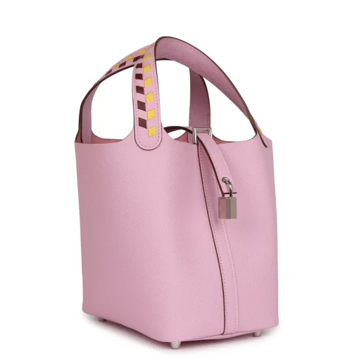 Hermès Picotin 18 Tressage De Cuir Mauve Sylvestre Epsom Palladium Hardware - Image 2