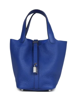 Hermès Picotin Lock 18 Bleu Royal Clemence Palladium Hardware