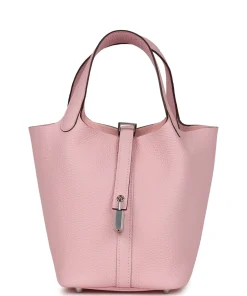 Hermès Picotin Lock 18 Rose Sakura Clemence Palladium Hardware