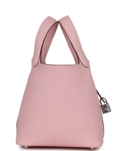 Alternative view of Hermès Picotin Lock 18 Rose Sakura Clemence Palladium Hardware