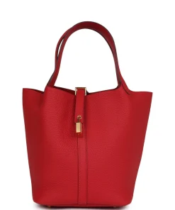 Hermès Picotin Lock 22 Vermillion Clemence Gold Hardware