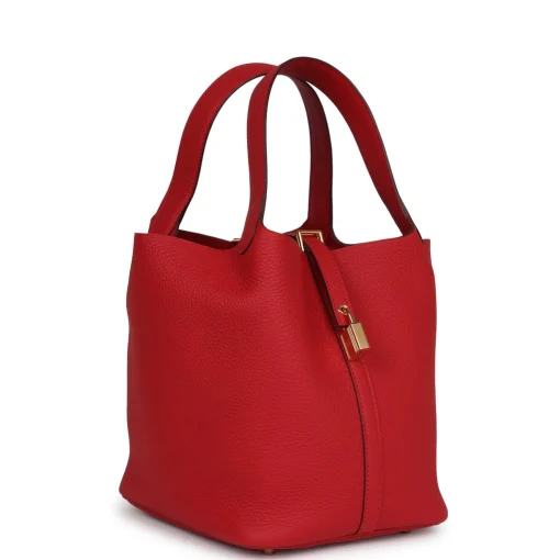 Hermès Picotin Lock 22 Vermillion Clemence Gold Hardware - Image 2
