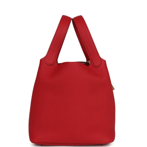 Hermès Picotin Lock 22 Vermillion Clemence Gold Hardware - Image 3