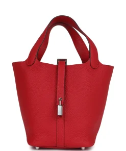 Hermès Picotin Lock 18 Vermillion Clemence Palladium Hardware