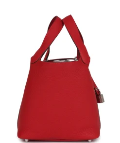 Alternative view of Hermès Picotin Lock 18 Vermillion Clemence Palladium Hardware