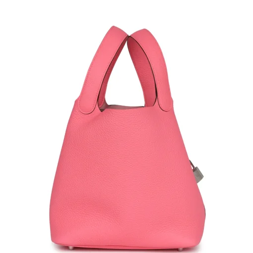 Hermès Picotin Lock 22 Rose Azalee Clemence Palladium Hardware - Image 2