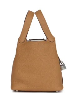 Alternative view of Hermès Picotin Lock 18 Biscuit Clemence Palladium Hardware