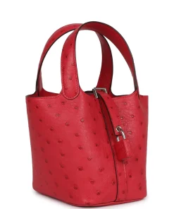 Alternative view of Hermès Micro Picotin Lock 14 Bougainvillea Ostrich Palladium Hardware