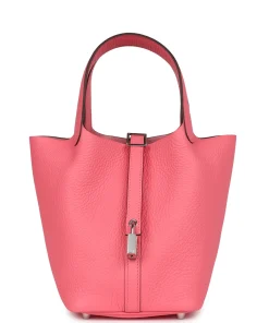 Hermès Picotin Lock 18 Rose Azalee Clemence Palladium Hardware