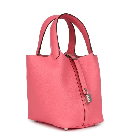 Hermès Picotin Lock 18 Rose Azalee Clemence Palladium Hardware - Image 2