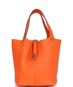 Hermes Picotin Lock 22 Orange Minium Clemence Palladium Hardware
