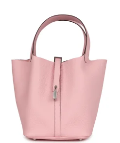 Hermès Picotin 22 Rose Sakura Clemence Palladium Hardware