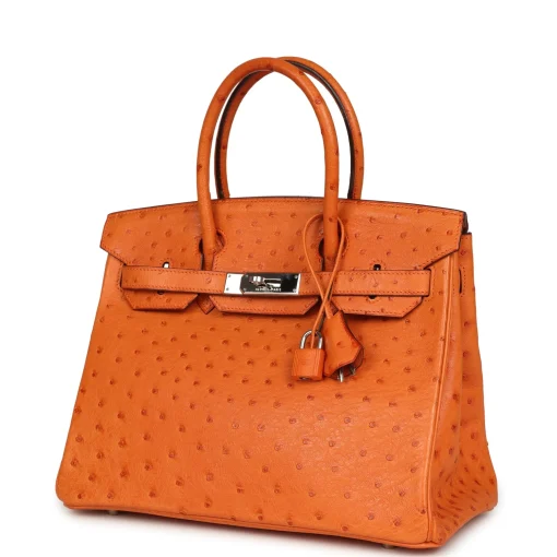Herm?s Birkin 30 Tangerine Ostrich Palladium - Image 3