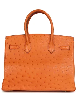 Alternative view of Herm?s Birkin 30 Tangerine Ostrich Palladium
