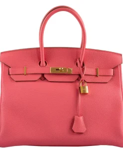 HERMES BIRKIN 35 ROSE LIPSTICK TOGO GOLD HARDWARE