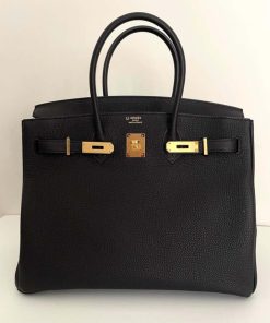 Alternative view of HERMES BIRKIN 35 BLACK TOGO GOLD HARDWARE