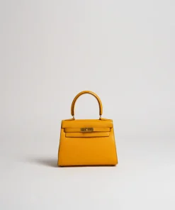 Hermes Kelly 20cm Bag In Yellow Clemence Leather GHW