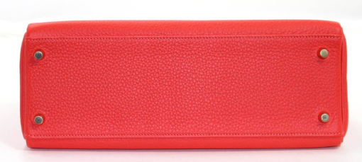 Hermes Kelly 20cm Bag In Red Clemence Leather GHW - Image 3
