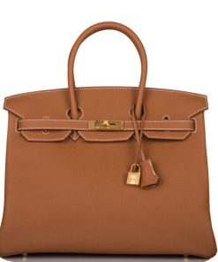 HERMES BIRKIN 35 BROWN TOGO GOLD HARDWARE
