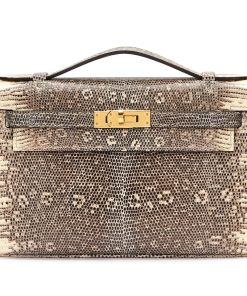 Hermès Ombre Salvator Lizard Kelly Pochette Gold